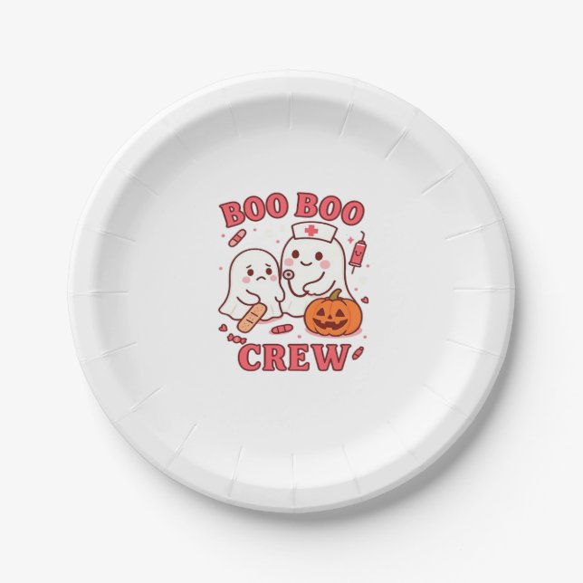 Boo Boo Crew Nurse Funny Halloween Ghost Nurse Gir Pappteller (Vorderseite)