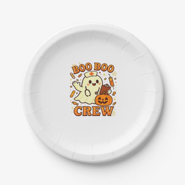 Boo Boo Crew Nurse Funny Halloween Ghost Nurse Gir Pappteller (Vorderseite)