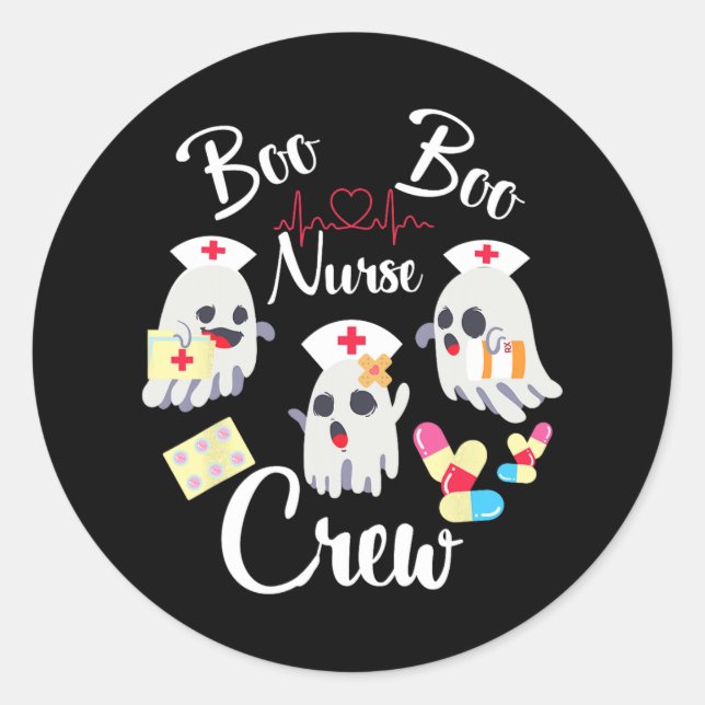 Boo Boo Crew Nurse Ghost Kostüm Funny Halloween G Runder Aufkleber (Vorderseite)