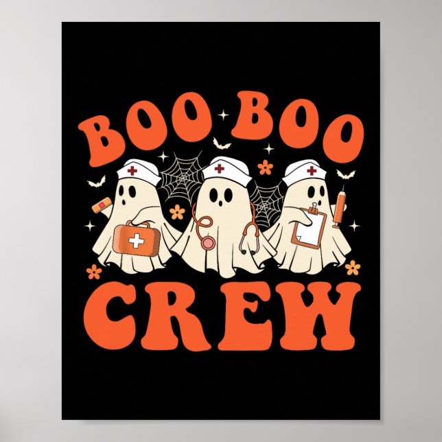 Boo Boo Crew Nurse Ghost Scrub Top Nursing Hallowe Poster (Vorne)