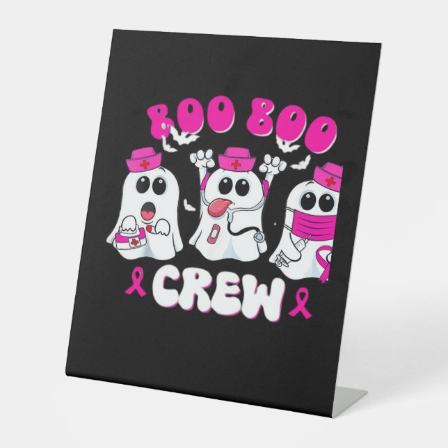Boo Boo Crew Nurse Halloween Costume Ghost Breast  Sockelschild (Vorderseite)