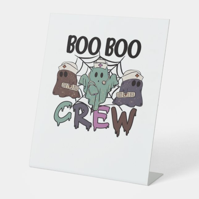Boo Boo Crew Nurse Halloween Ghost Funny Classic T Sockelschild (Vorderseite)