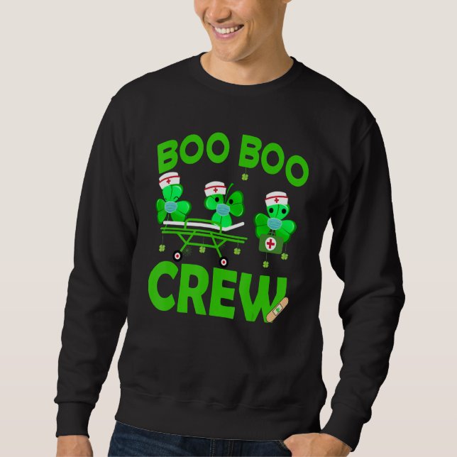 Boo Boo Crew Nurse St Patrick S Day Kleeblatt Face Sweatshirt (Vorderseite)