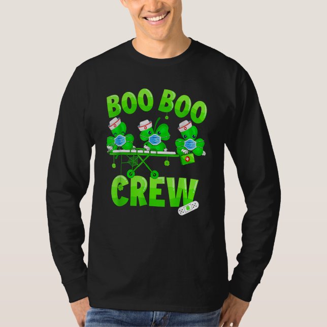 Boo Boo Crew Nurse St Patrick's Day Kleeblatt Face T-Shirt (Vorderseite)