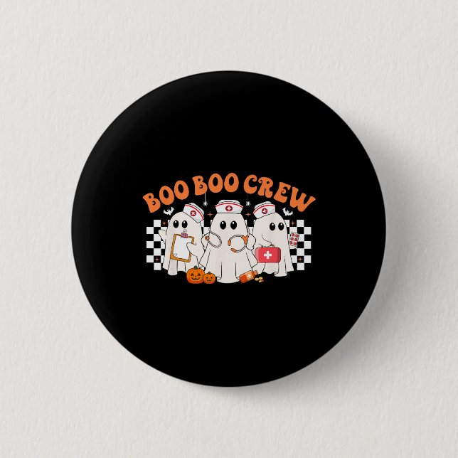 Boo Boo Crew Nurse Women Retro Halloween Ghost Nur Button (Vorderseite)