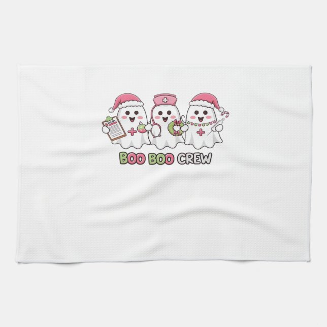 Boo Boo Crew Weihnachten, Geist Krankenschwester O Geschirrtuch (Horizontal)