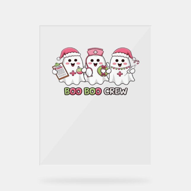 Boo Boo Crew Weihnachten, Ghost Nurse Oversized T- Acrylschild (Vorderseite)