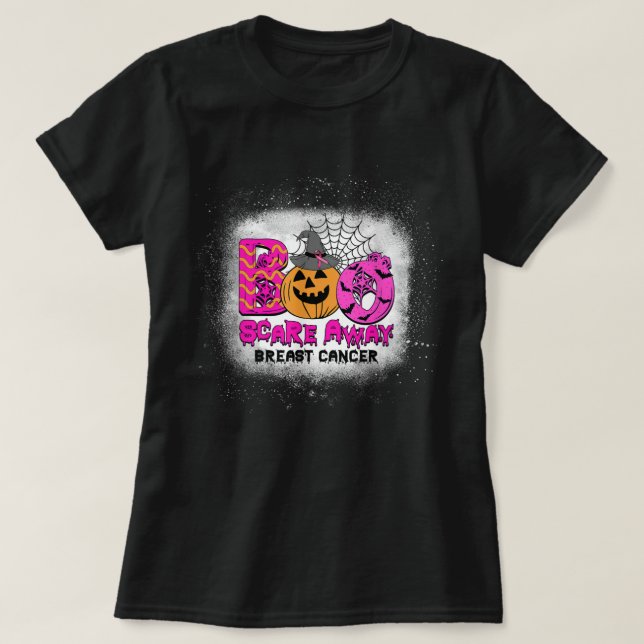 Boo Breast Cancer Pink Ribbon Funny Halloween Pump T-Shirt (Design vorne)
