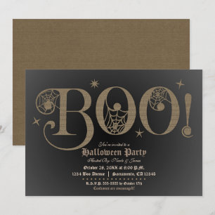 BOO Brown Rustic Elegant Halloween Costume Party   Einladung