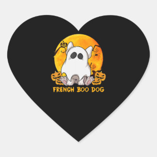 Boo Bulldog mit Pumpkin Spione und Mond Herz-Aufkleber