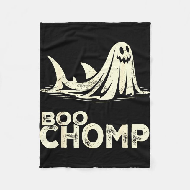 Boo chomp – lustiger Geist-Hai Halloween Retro  Fleecedecke (Vorderseite)