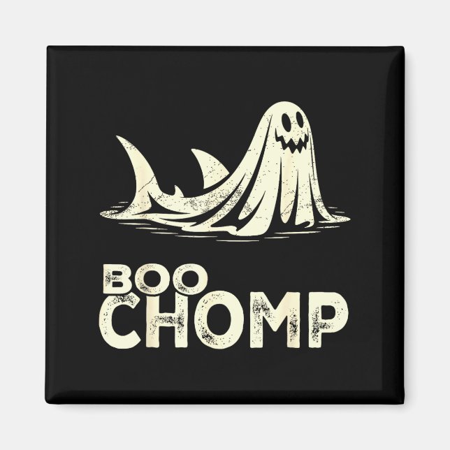 Boo chomp – lustiger Geist-Hai Halloween Retro  Magnet (Vorne)