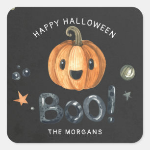 Boo Citrouille Happy Halloween autocollant monogra