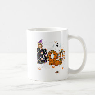 Boo Creepy Owl Pumpkin Ghost Halloween Men Frauen  Kaffeetasse