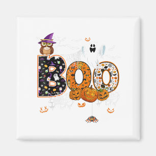Boo Creepy Owl Pumpkin Ghost Halloween Men Frauen  Magnet
