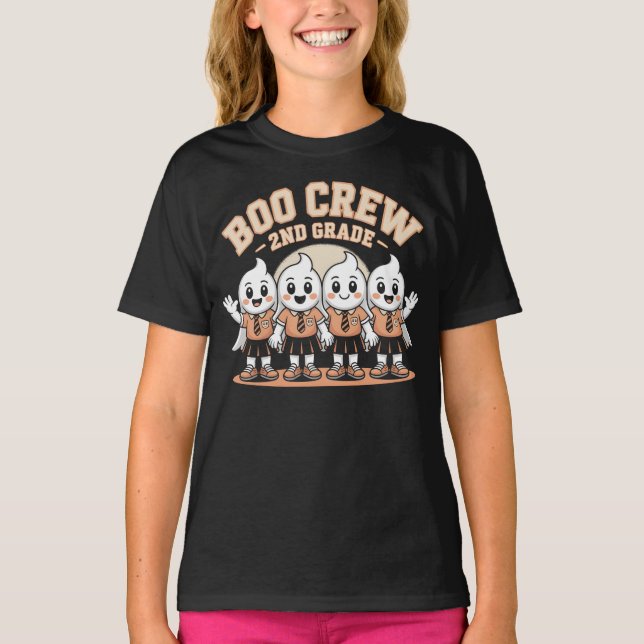 Boo Crew 2nd Grade Niedlich Halloween Geister T-Shirt (Vorderseite)