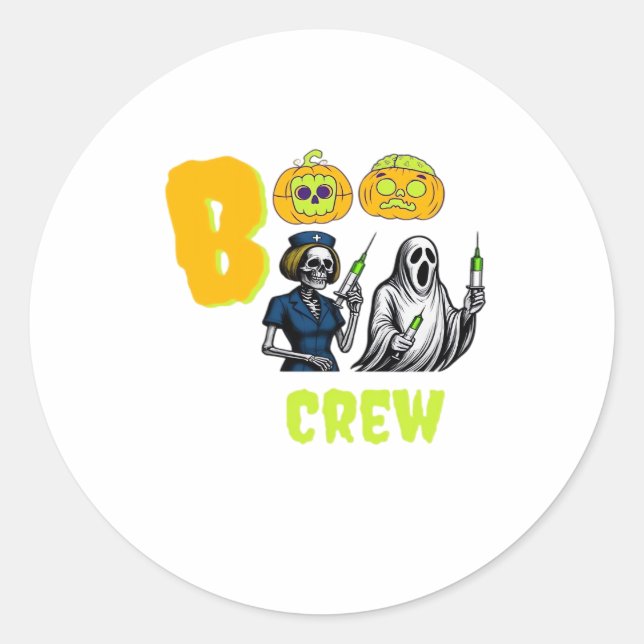 Boo Crew Classic T - Shirt Runder Aufkleber (Vorderseite)