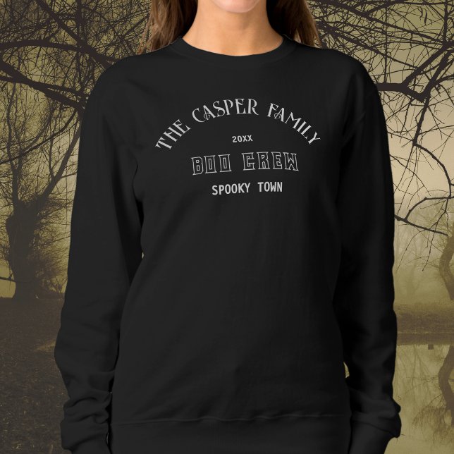 Boo Crew Custom Familienname Halloween Black Sweatshirt (Von Creator hochgeladen)