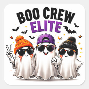 Boo Crew Elite Lustige Geister Freunde Halloween Quadratischer Aufkleber