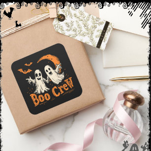 Boo Crew   ExDesigner   Halloween Quadratischer Aufkleber