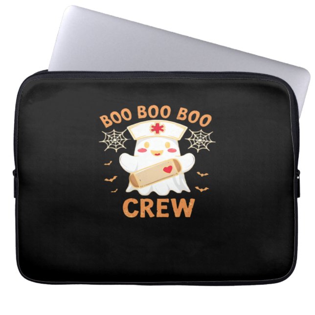 Boo Crew Funny Ghost Spooky Halloween Nurse T-Shir Laptopschutzhülle (Vorderseite)