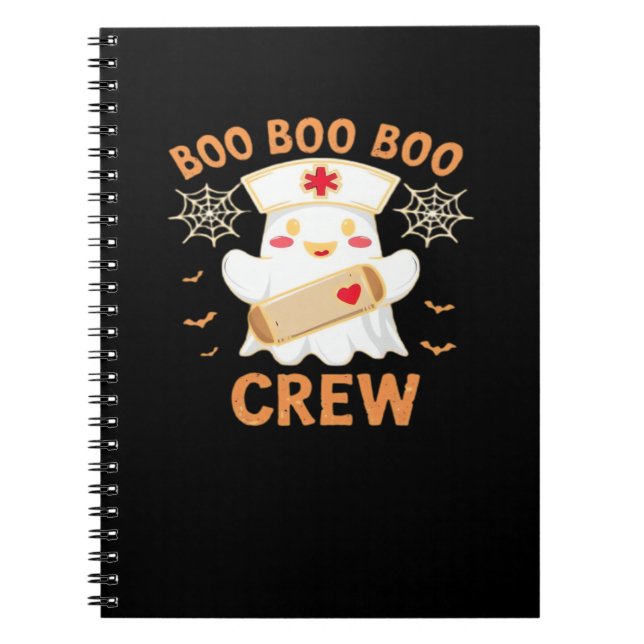 Boo Crew Funny Ghost Spooky Halloween Nurse T-Shir Notizblock (Vorderseite)