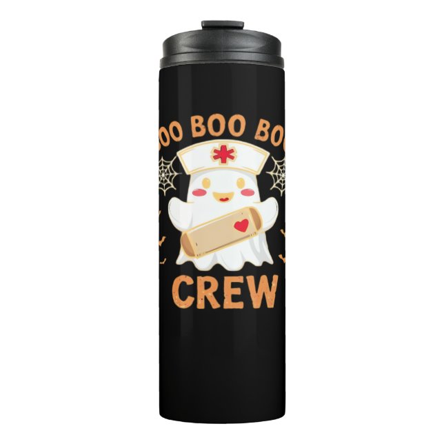 Boo Crew Funny Ghost Spooky Halloween Nurse T-Shir Thermosbecher (Vorderseite)