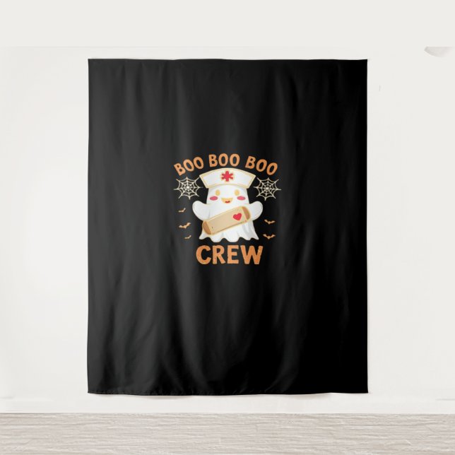 Boo Crew Funny Ghost Spooky Halloween Nurse T-Shir Wandteppich (Vorderseite)