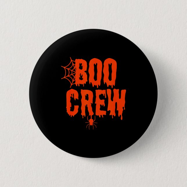 Boo Crew Funny Halloween Shirt For Group Costume F Button (Vorderseite)