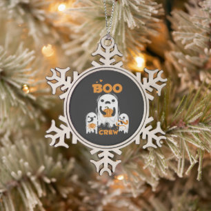 Boo Crew Geist Halloween-Schneeflocke gerahmter We Schneeflocken Zinn-Ornament