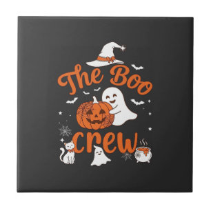 Boo Crew Geist Kürbis Weiße Katze Hexenhut Fliese