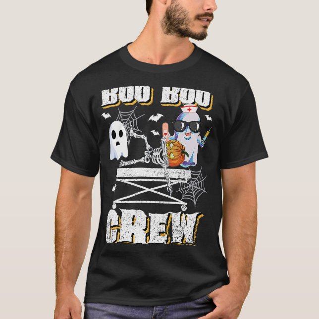 Boo Crew Ghost EMS EMT Paramedic Nurse Hallowe T-Shirt (Vorderseite)
