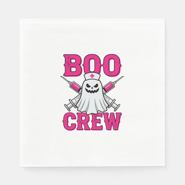 Boo Crew Krankenschwester Geist Halloween Serviette (Vorderseite)