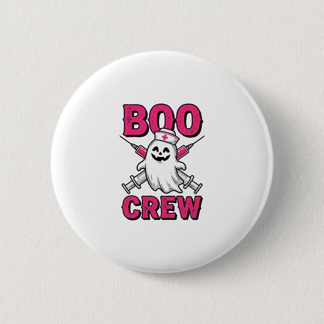 Boo Crew Krankenschwester Geist Halloween Vektor D Button (Vorderseite)