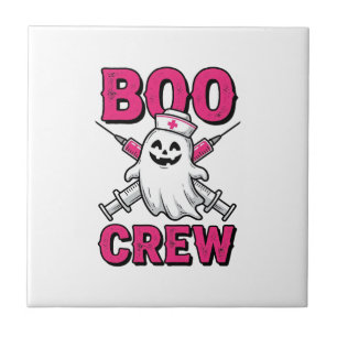 Boo Crew Krankenschwester Geist Halloween Vektor D Fliese