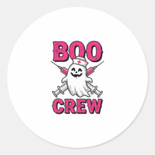 Boo Crew Krankenschwester Geist Halloween Vektor D Runder Aufkleber