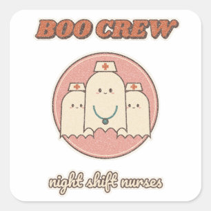 Boo-Crew-Krankenschwestern-Geister Quadratischer Aufkleber