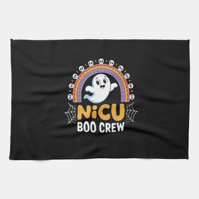 Boo Crew Nurse Halloween for Nurses Ghost Essentia Geschirrtuch (Horizontal)