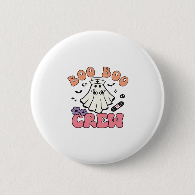 Boo Crew Nurse Halloween Ghost Funny Classic T Button (Vorderseite)