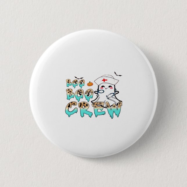 Boo Crew Nurse Halloween Ghost Funny Classic T Button (Vorderseite)