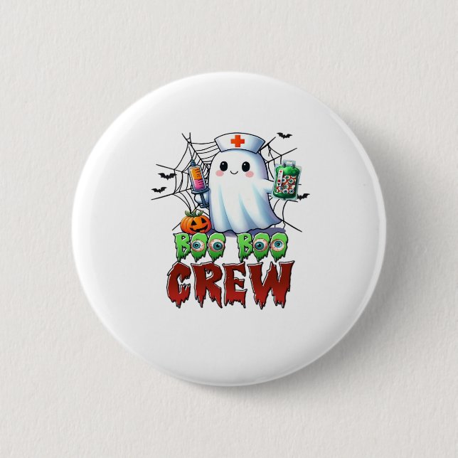 Boo Crew Nurse Halloween Ghost Funny Classic T Button (Vorderseite)