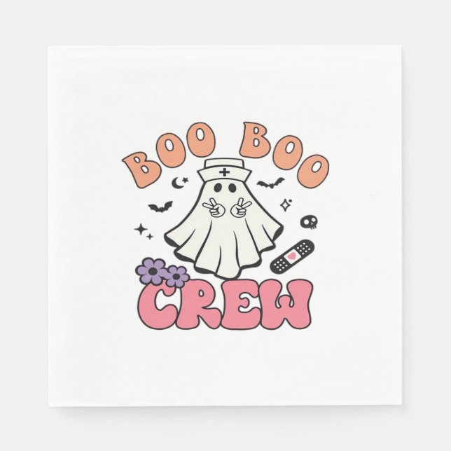 Boo Crew Nurse Halloween Ghost Funny Classic T Serviette (Vorderseite)