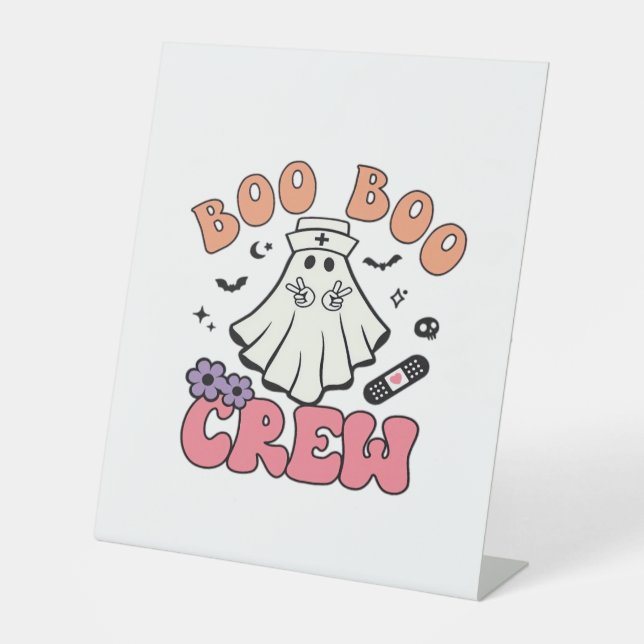 Boo Crew Nurse Halloween Ghost Funny Classic T Sockelschild (Vorderseite)