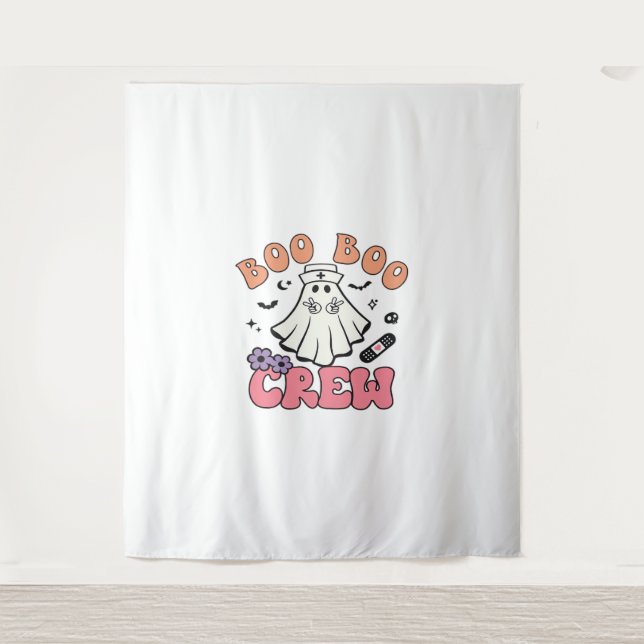 Boo Crew Nurse Halloween Ghost Funny Classic T Wandteppich (Vorderseite)