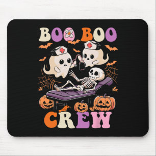 Boo Crew Nurse Halloween Ghost Skeleton Nurses Rn Mousepad
