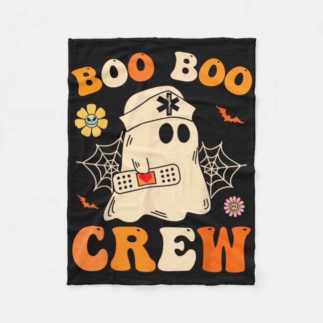 Boo Crew Nurse Shirt Funny Ghost Retro Hallowe Fleecedecke (Vorderseite)