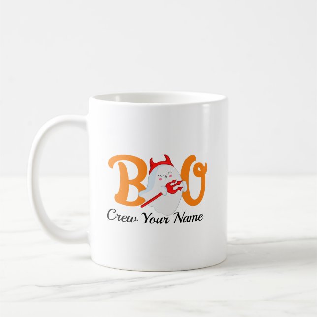 Boo Crew Orange Halloween Familie Personalisiert Kaffeetasse (Links)