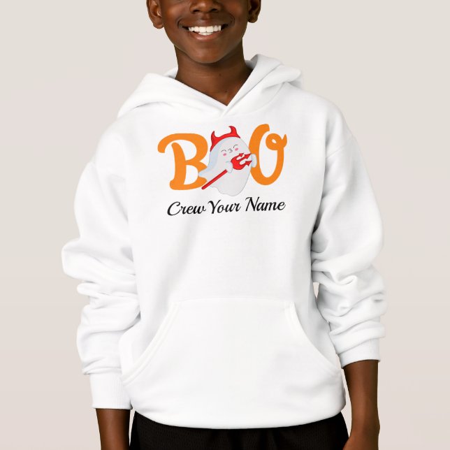 Boo Crew Orange Halloween Familienmatte Hoodie (Vorderseite)