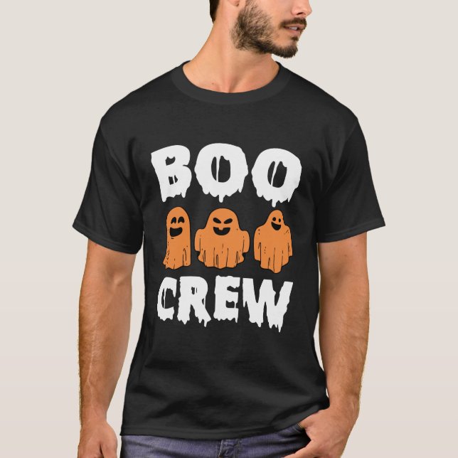 Boo Crew Orange Halloween Familienmatte T-Shirt (Vorderseite)