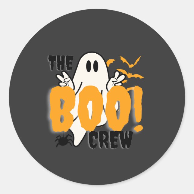Boo Crew Orange Halloween Runder Aufkleber (Vorderseite)
